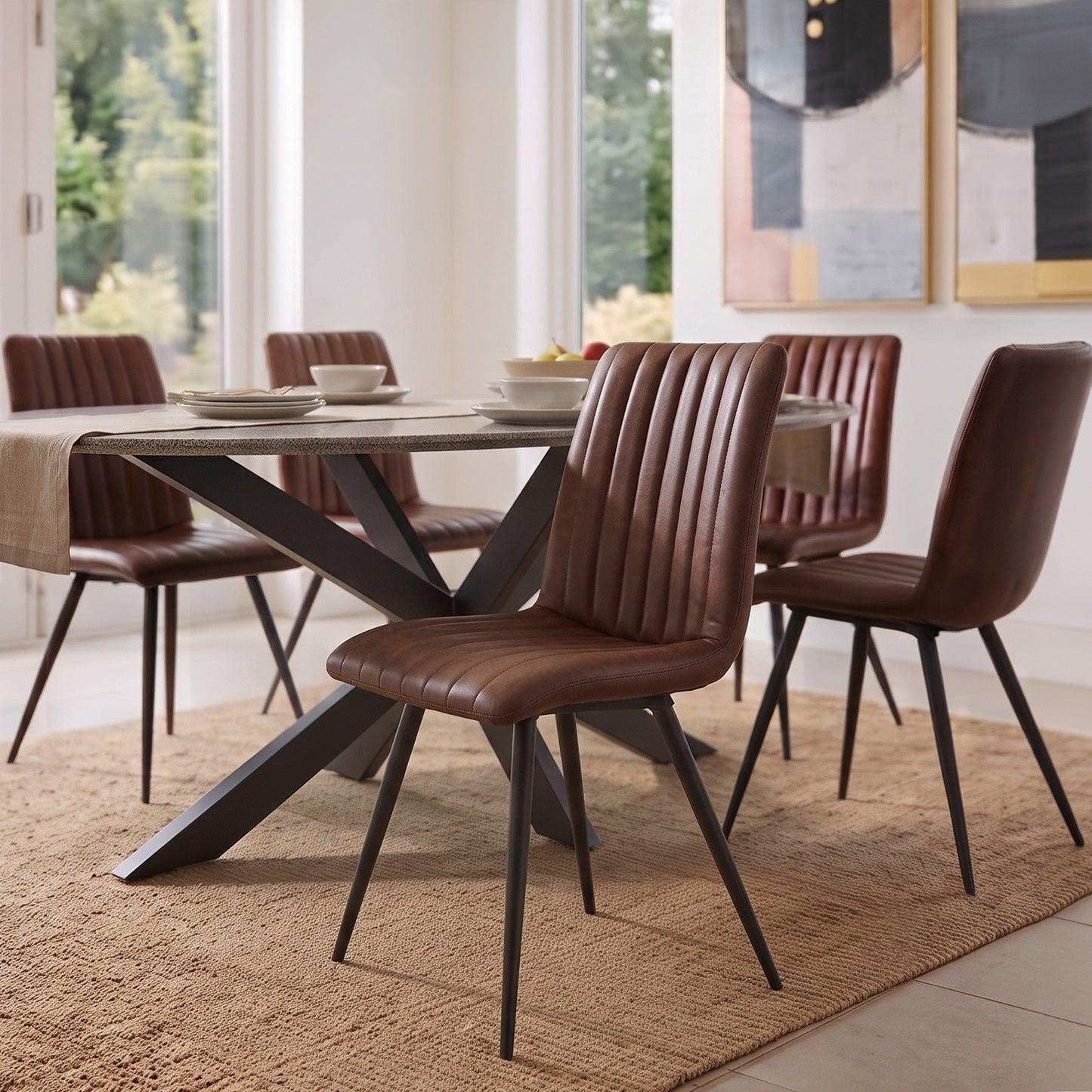 19" Dining Chair in Hand Washed Chestnut Leather