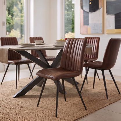 19" Dining Chair in Hand Washed Chestnut Leather