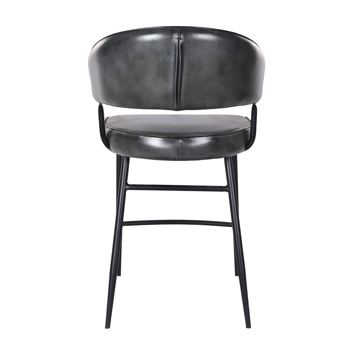 22" Weathered Black Leather Counter Chair