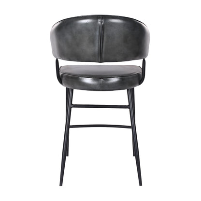 22" Weathered Black Leather Counter Chair