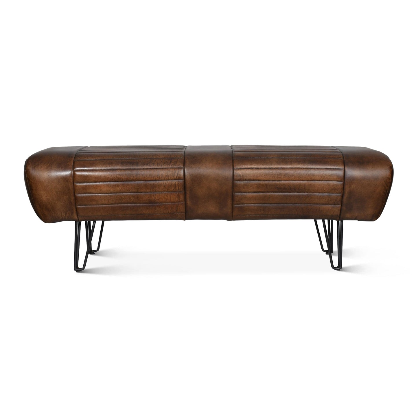 52" Antique Whiskey Leather Bench