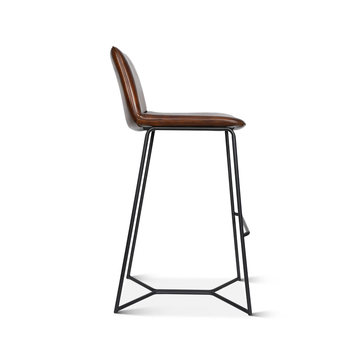 18" Hand-Washed Chestnut Leather Bar Chair