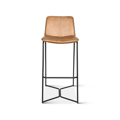 18" Hand-Washed Taupe Leather Bar Chair