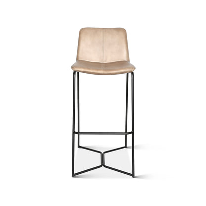 18" Hand-Washed Taupe Leather Bar Chair