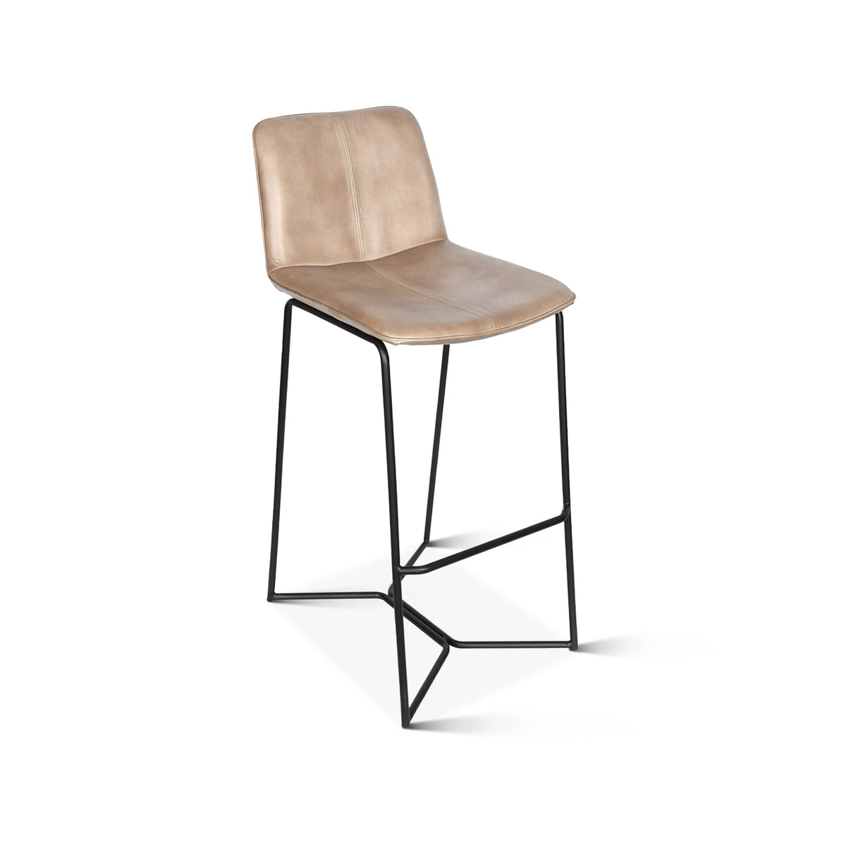 18" Hand-Washed Taupe Leather Bar Chair