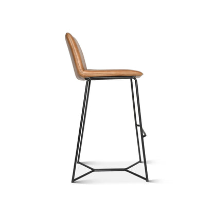 18" Hand-Washed Taupe Leather Bar Chair