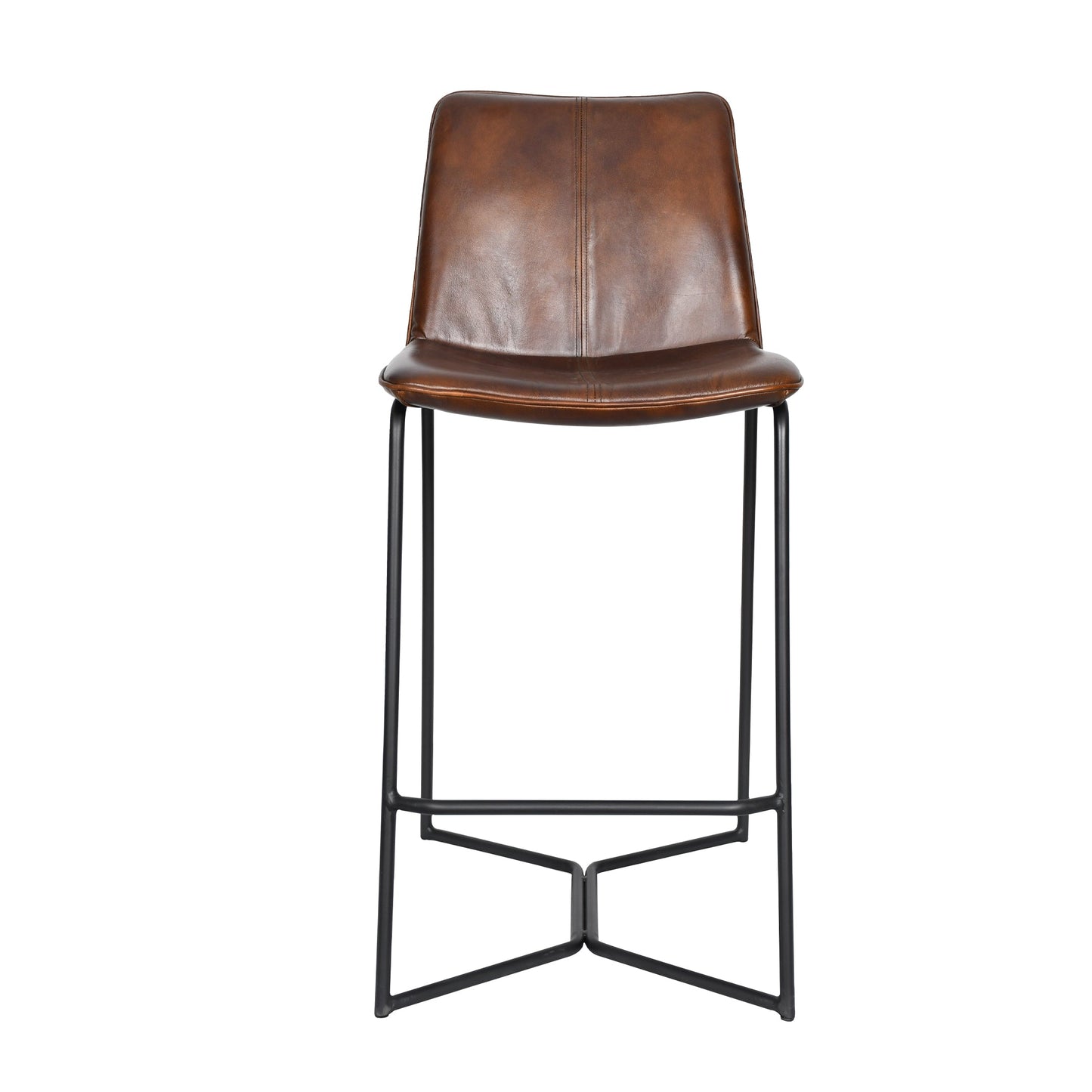 18" Hand Washed Chestnut Leather Counter Chair