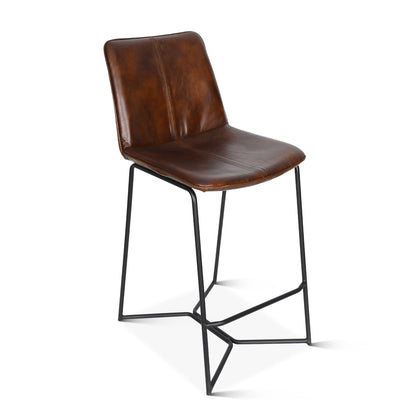 18" Hand Washed Chestnut Leather Counter Chair