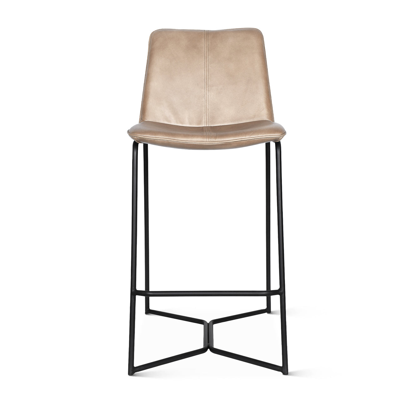 18" Hand Washed Taupe Leather Counter Chair
