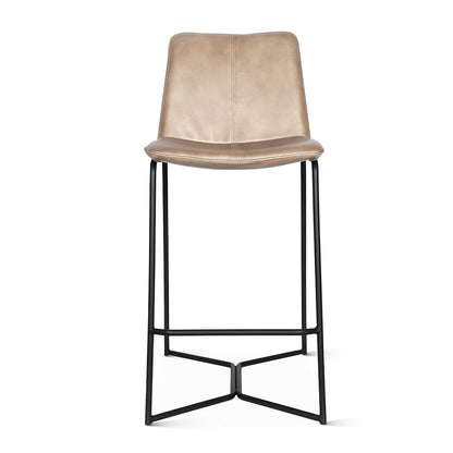 18" Hand Washed Taupe Leather Counter Chair
