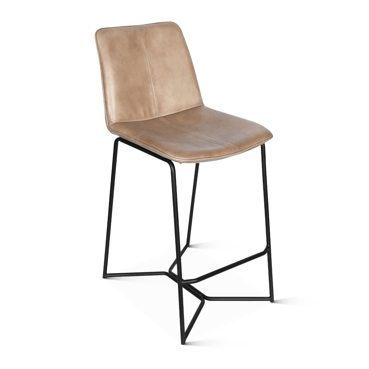 18" Hand Washed Taupe Leather Counter Chair