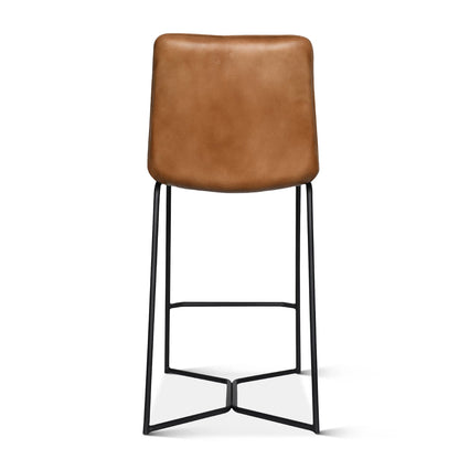 18" Hand Washed Taupe Leather Counter Chair