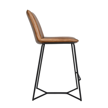 18" Hand Washed Taupe Leather Counter Chair