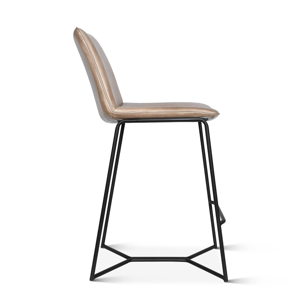 18" Hand Washed Taupe Leather Counter Chair