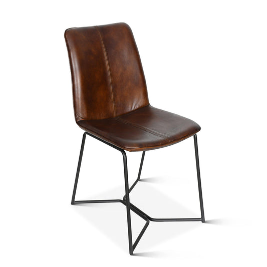 18" Dining Chair in Hand Washed Chestnut Leather