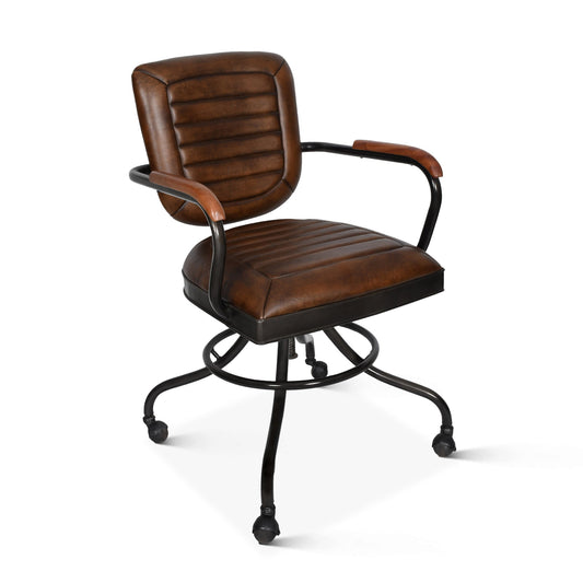 23" Antique Whiskey Leather Desk Chair