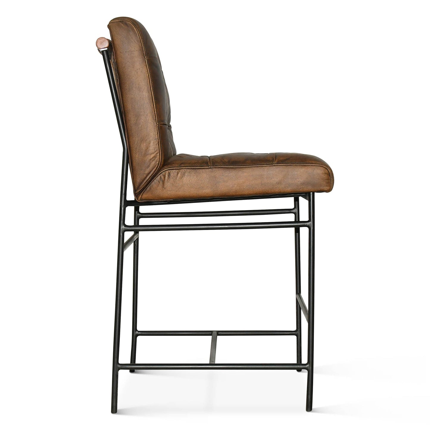 19" Antique Whiskey Leather Counter Chair