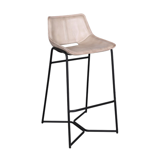 19" Antique Ivory Leather Bar Chair