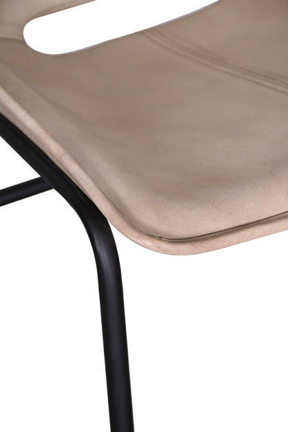 19" Antique Ivory Leather Bar Chair