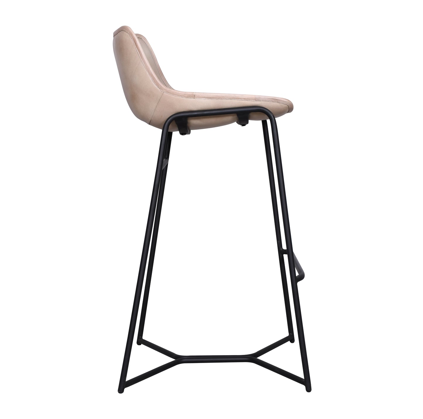 19" Antique Ivory Leather Bar Chair