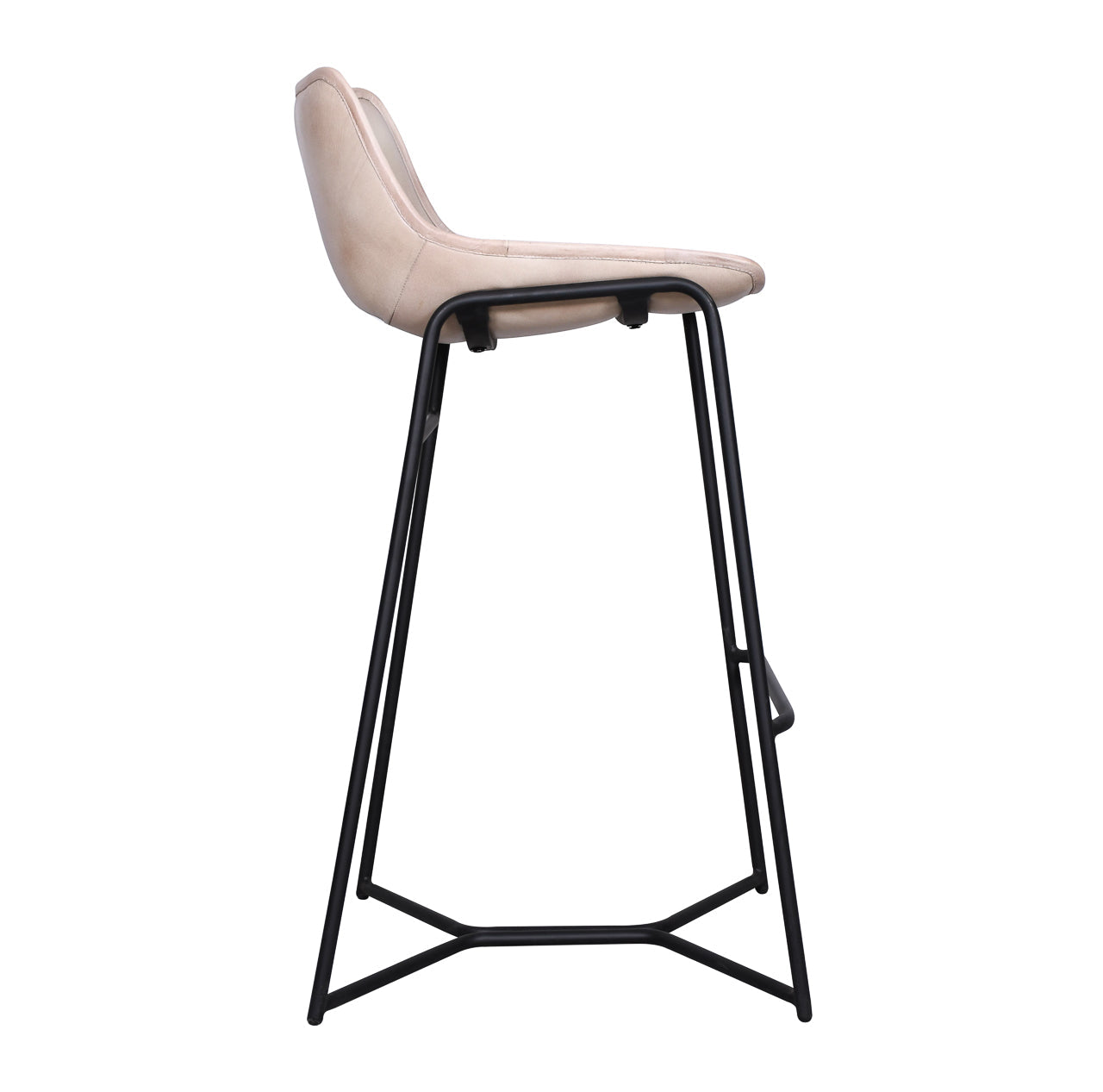 19" Antique Ivory Leather Bar Chair