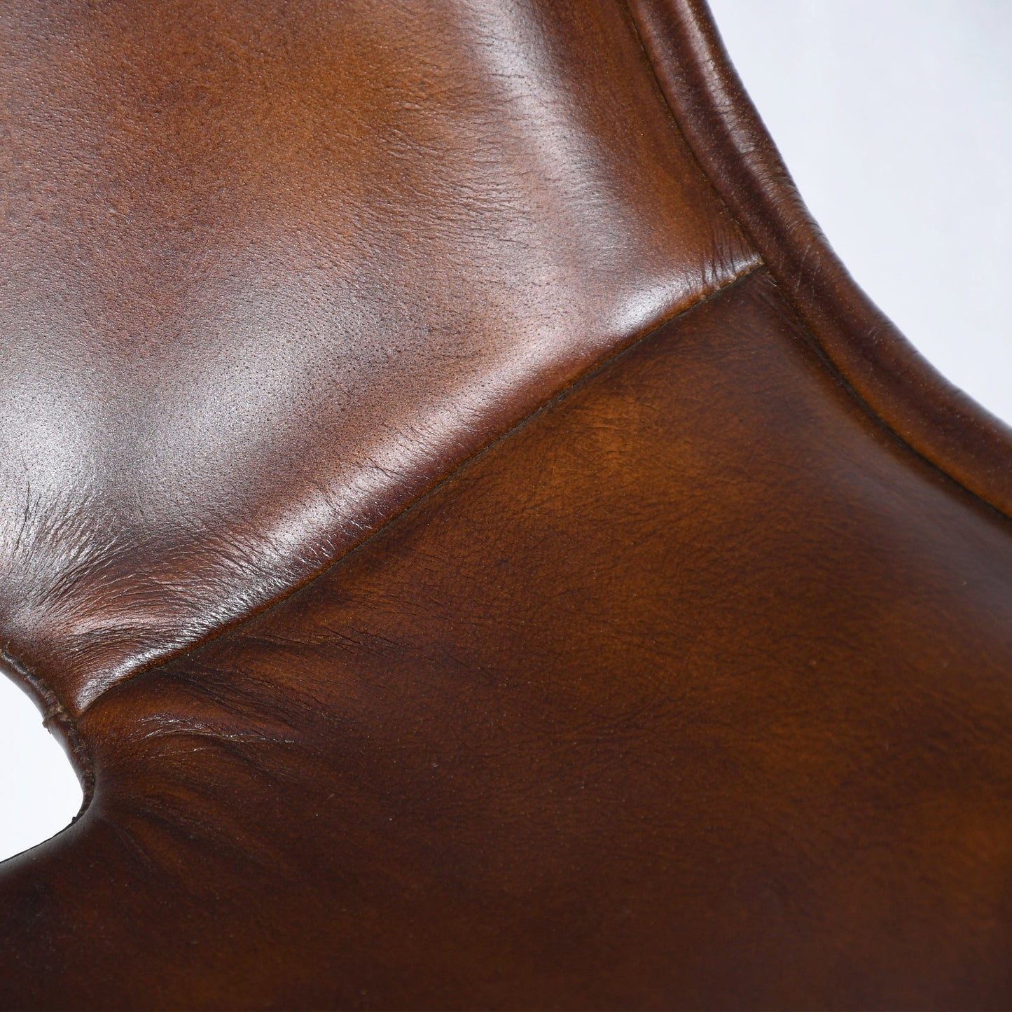 20" Hand Washed Chestnut Leather Counter Chair