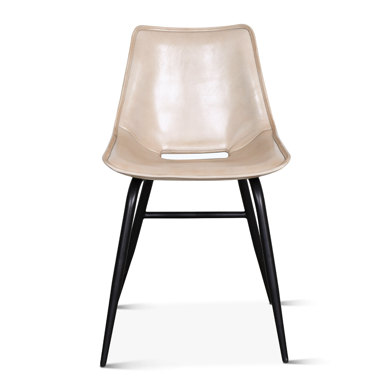 18.5" Antique Ivory Leather Dining Chair