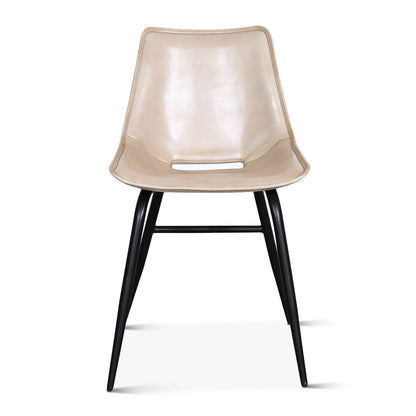 18.5" Antique Ivory Leather Dining Chair