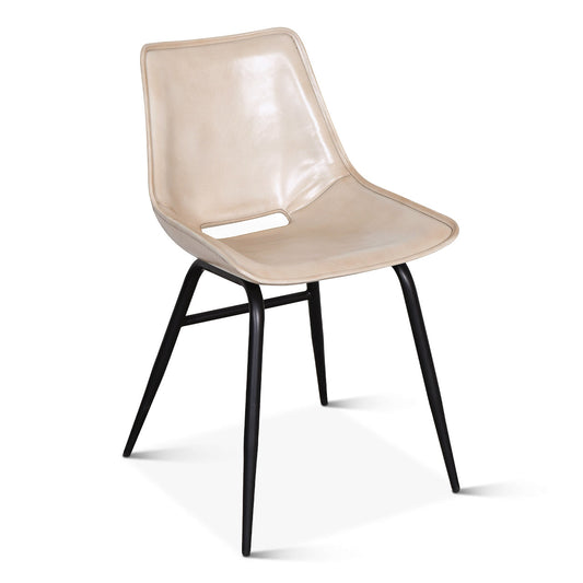 18.5" Antique Ivory Leather Dining Chair