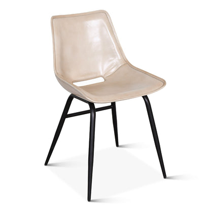18.5" Antique Ivory Leather Dining Chair