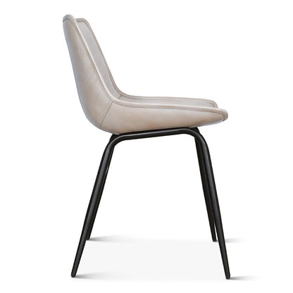 18.5" Antique Ivory Leather Dining Chair