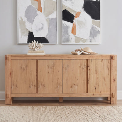 80" Natural Distressed Oak Wood Buffet