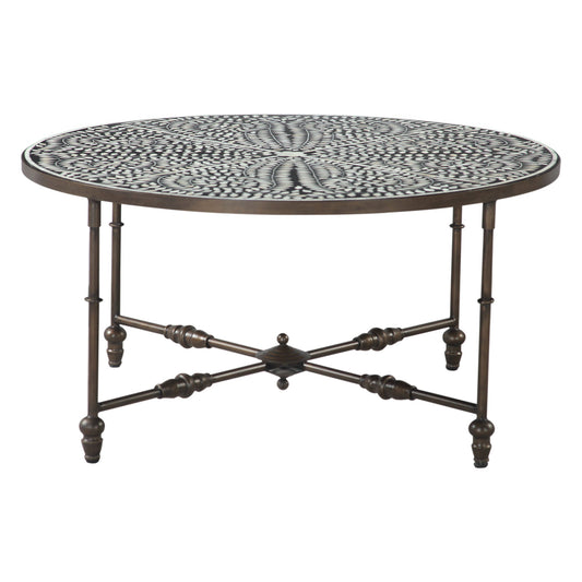 40" Floral Horn Inlay Iron Coffee Table