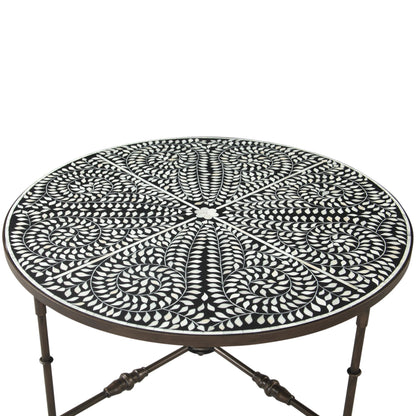 40" Floral Horn Inlay Iron Coffee Table