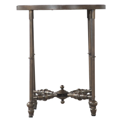 20" Floral Horn Inlay Iron Side Table