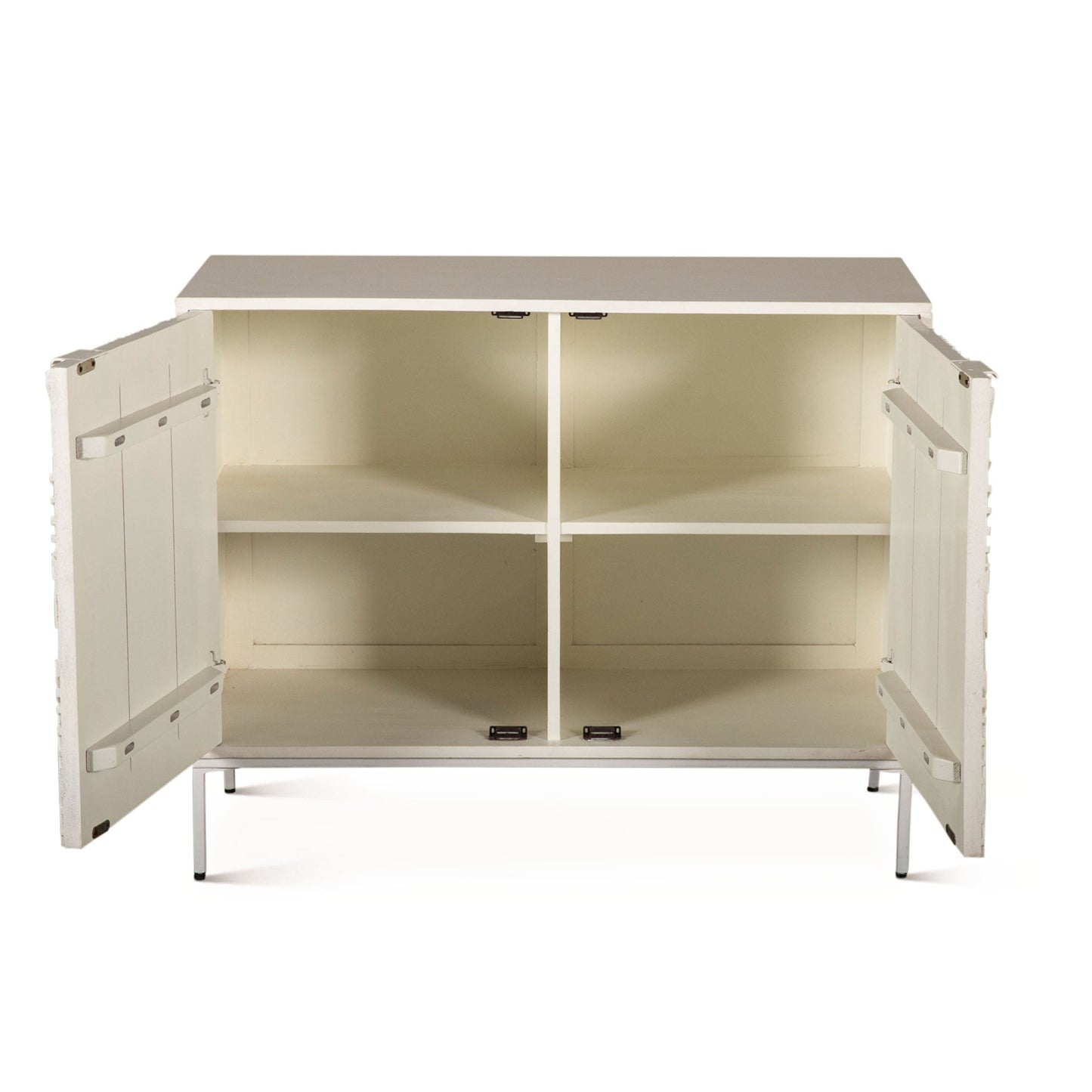 38" Coastal White Mango Wood Cabinet