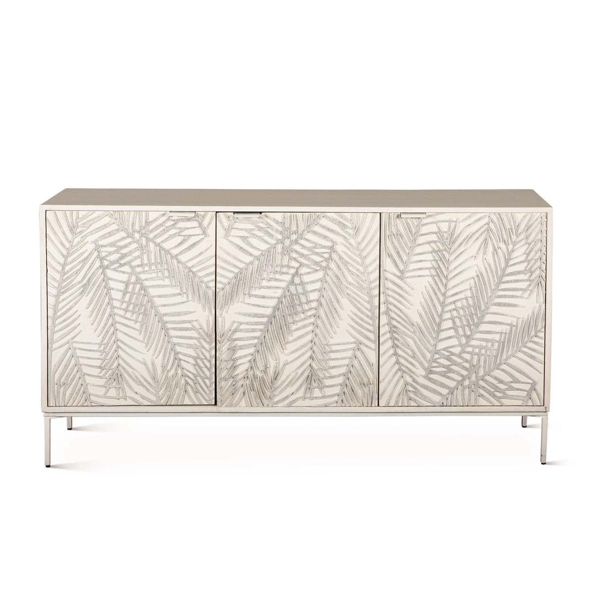 57" Coastal White Mango Wood Sideboard