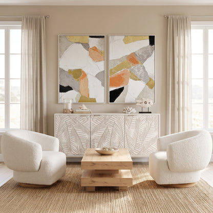 57" Coastal White Mango Wood Sideboard