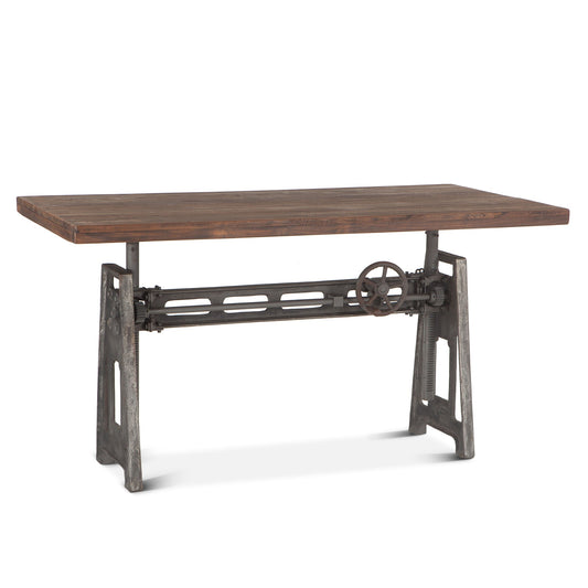 59" Gray Zinc Adjustable Crank Office Desk