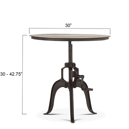 30" Matte Black Adjustable Side Table