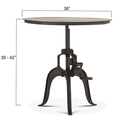 36" Matte Black Adjustable Side Table