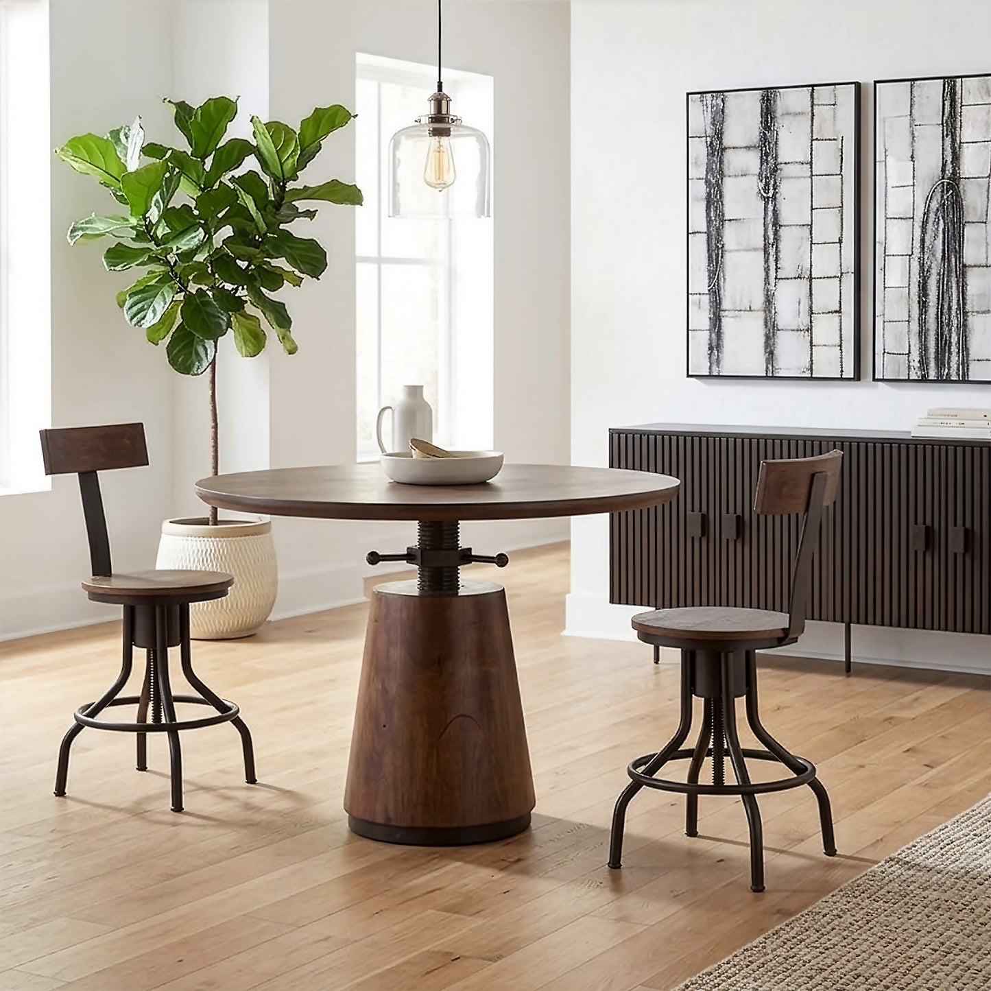 40" Walnut Acacia Wood Round Table
