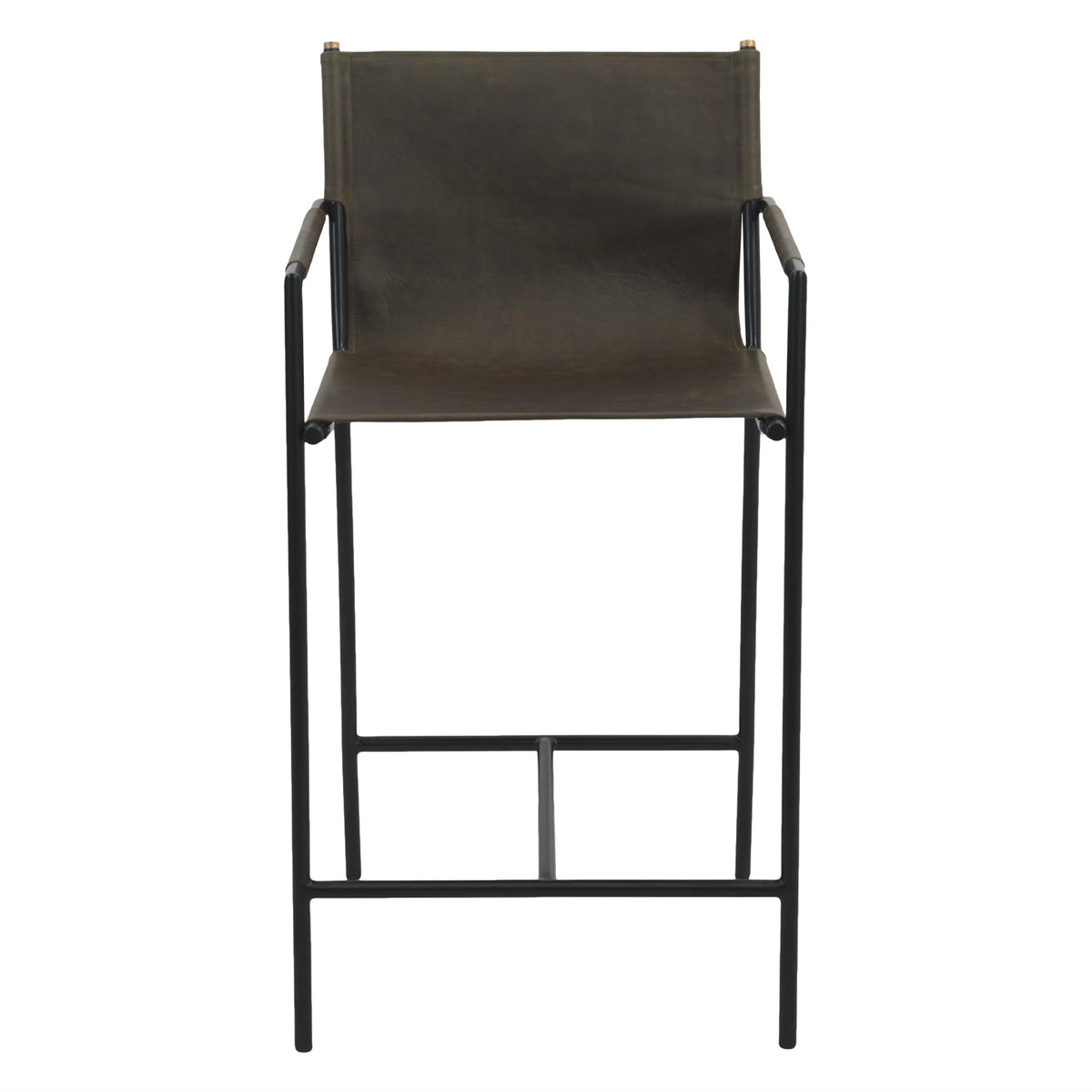 20.25" Olive Green Leather Counter Chair
