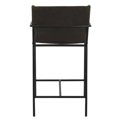 20.25" Olive Green Leather Counter Chair