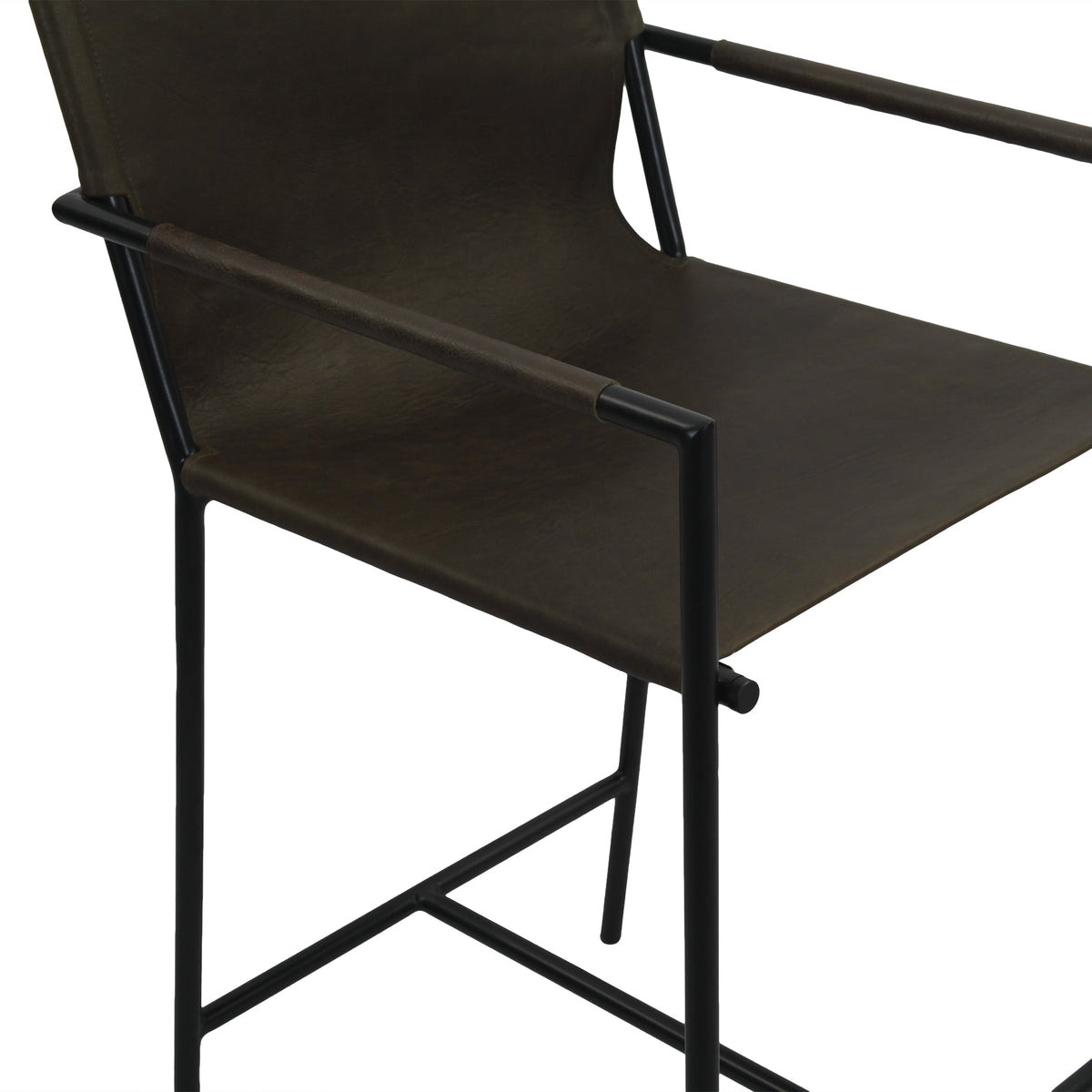 20.25" Olive Green Leather Counter Chair