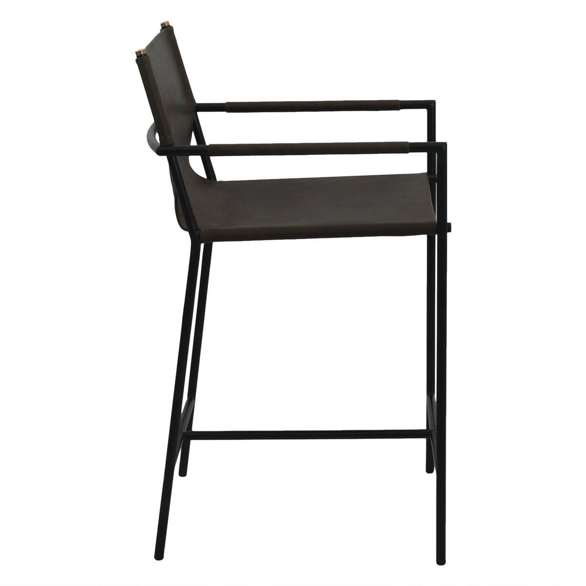 20.25" Olive Green Leather Counter Chair