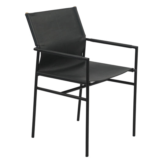 20.5" Black Leather Dining Armchair