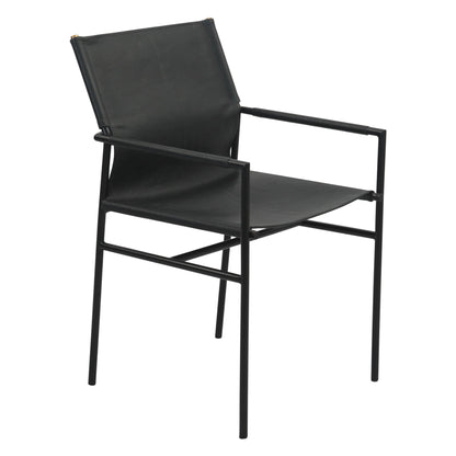 20.5" Black Leather Dining Armchair