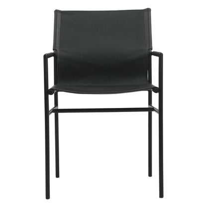 20.5" Black Leather Dining Armchair
