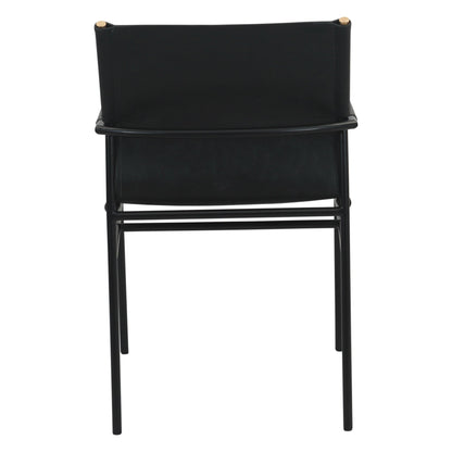 20.5" Black Leather Dining Armchair